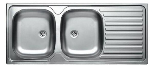 Lavello 116x50 cm 2 vasche e gocciolatoio destro