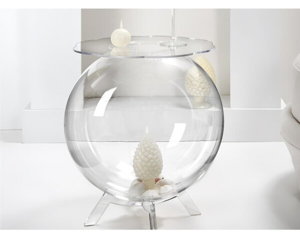 Tavolino, comodino contenitore. In plexiglass con ripiano in PMMA, BOOLINO Dimensioni 40x40x h 46 cm, Corpo Trasparente ripiano Trasparente