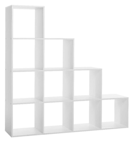 Libreria a scala 140x33x140 cm 10 cubi Udine 2 bianco