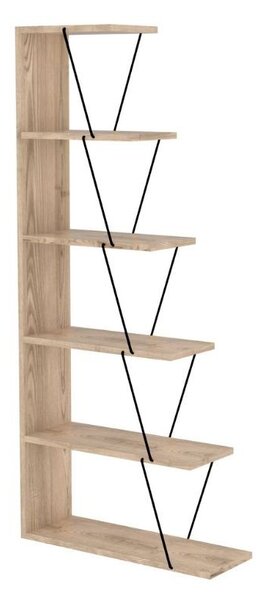Libreria Tars mini 65x22x144 cm 5 ripiani rovere nero
