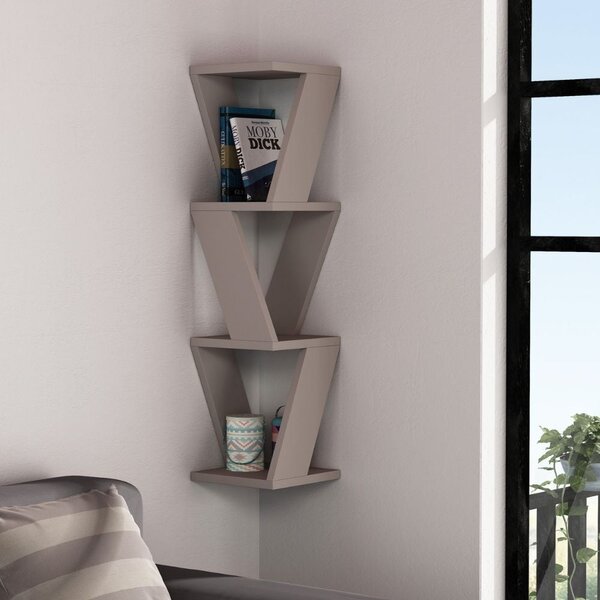 Libreria angolare 22x22x85 cm pensile Zena tortora