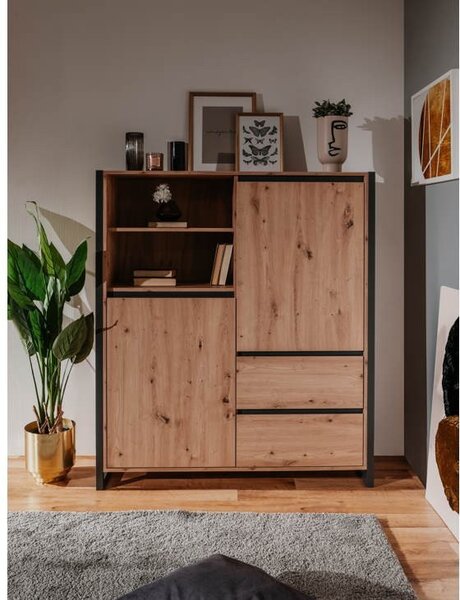 Credenza alta Denver 51 L120XP40XH140 cm quercia antracite