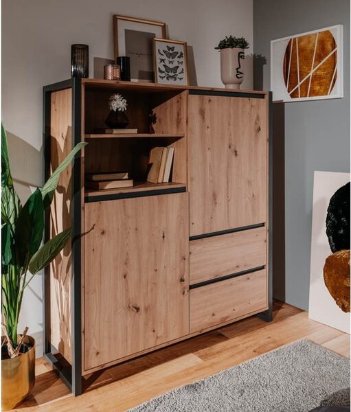 Credenza alta Denver 51 L120XP40XH140 cm quercia antracite