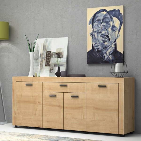 Madia Fiesta 4 ante e 1 cassetto rovere 177x40x76 cm