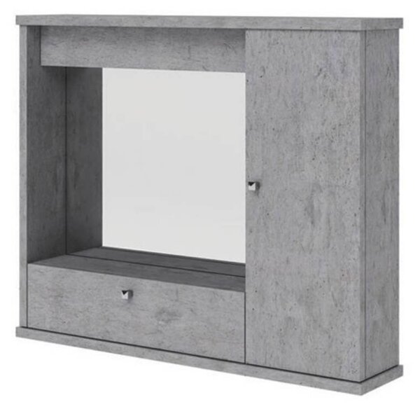 Specchiera bagno con anta e ribalta cemento