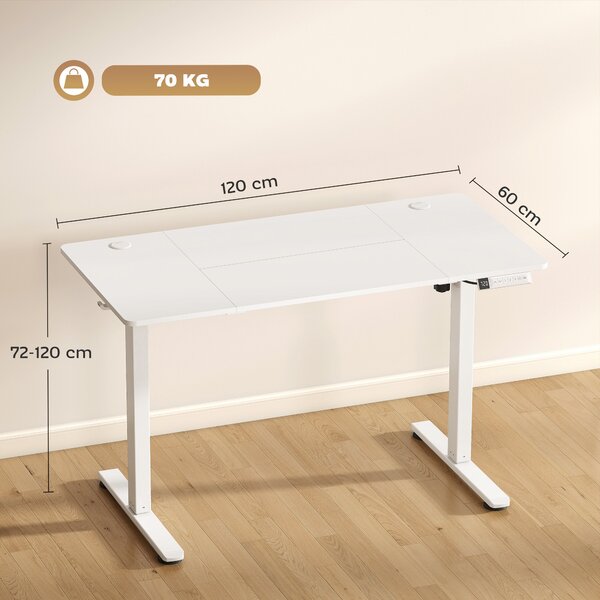 HOMCOM Scrivania Elettrica Regolabile con Display LCD 120x60 cm Bianco | Aosom Italy
