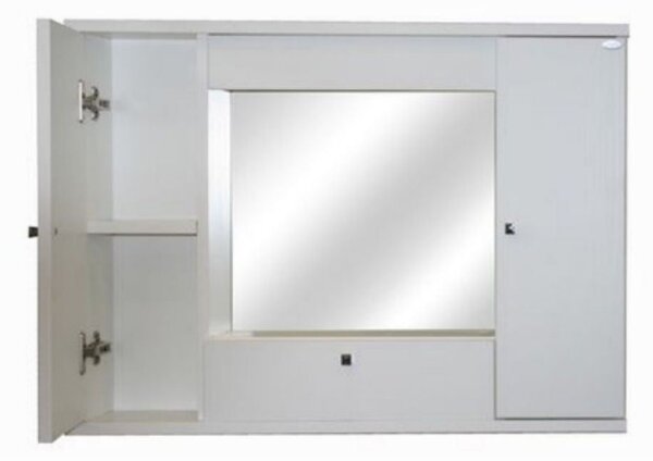 Specchiera mobile bagno pensile 2 ante e ribalta bianco frassinato