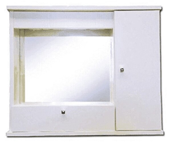Specchiera bagno con anta e ribalta bianco frassinato