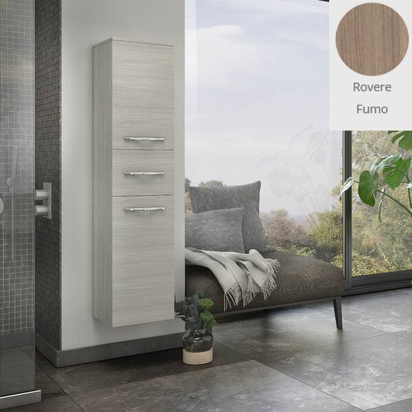 Colonna pensile bagno Bracciano rovere fumo 31,5x32,5x138 cm