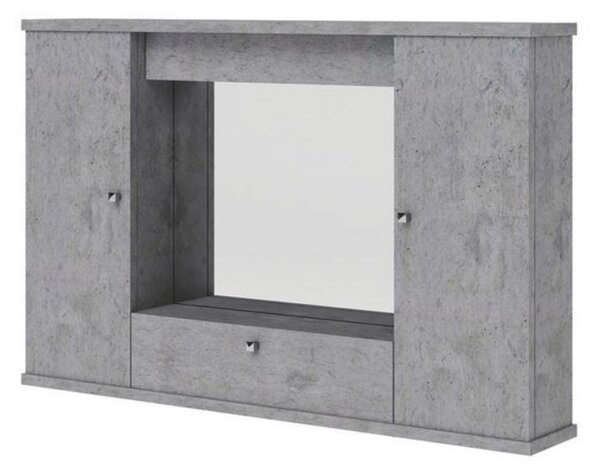 Specchiera mobile bagno pensile 2 ante e ribalta cemento