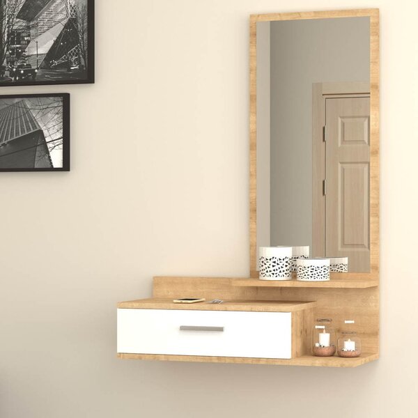 Mobile ingresso con specchio 80x35x116 cmJoy bianco rovere