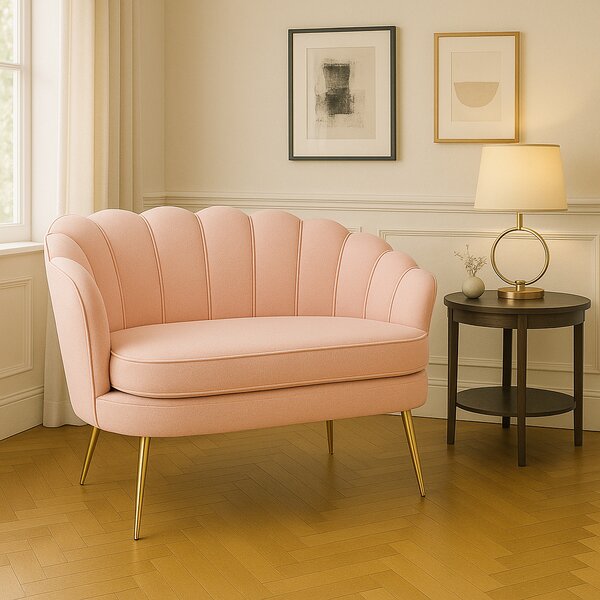 DecHome Divano 2 Posti Contemporaneo Luxury in Velluto Dimensioni 130x77x77 cm colore Rosa