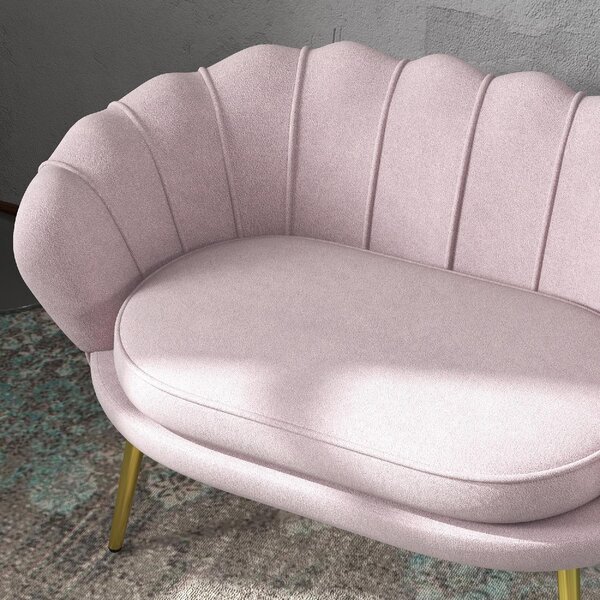 DecHome Divano 2 Posti Contemporaneo Luxury in Velluto Dimensioni 130x77x77 cm colore Rosa