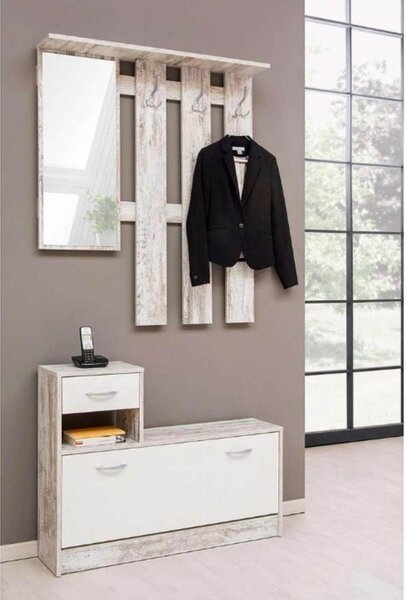 Mobile ingresso 10x180x25 cm Rudolf bianco consumato