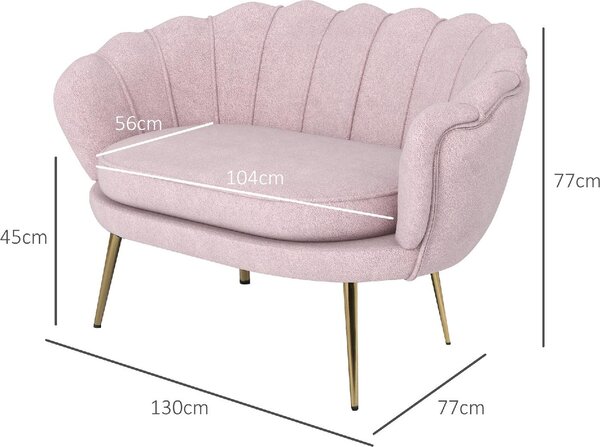 DecHome Divano 2 Posti Contemporaneo Luxury in Velluto Dimensioni 130x77x77 cm colore Rosa