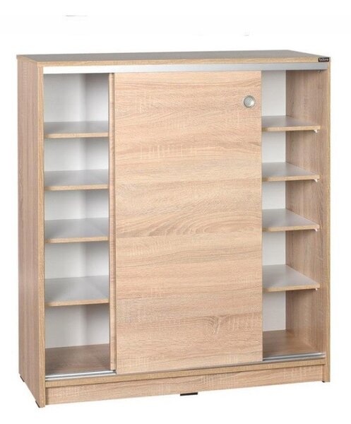 Scarpiera sonoma 108x65x15 cm con ante scorrevoli e 5 scaffali