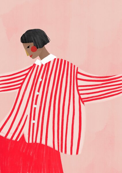 Illustrazione The Woman With the Red Stripes, Bea Muller, (30 x 40 cm)
