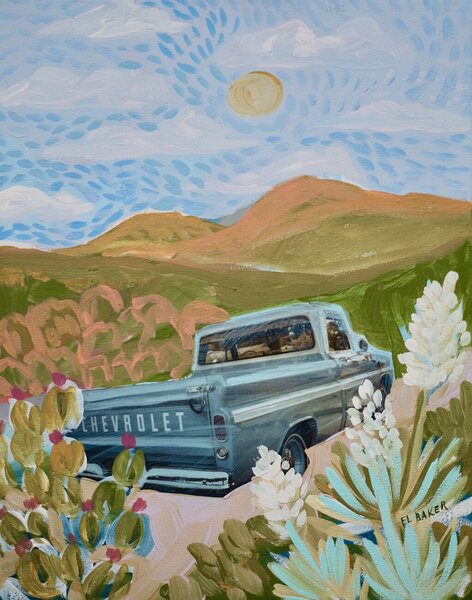 Illustrazione Chevrolet on the road, Eleanor Baker, (30 x 40 cm)