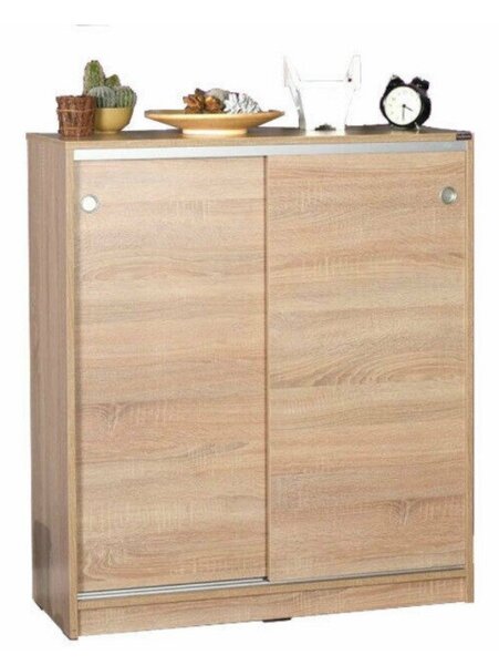 Scarpiera sonoma 108x65x15 cm con ante scorrevoli e 5 scaffali
