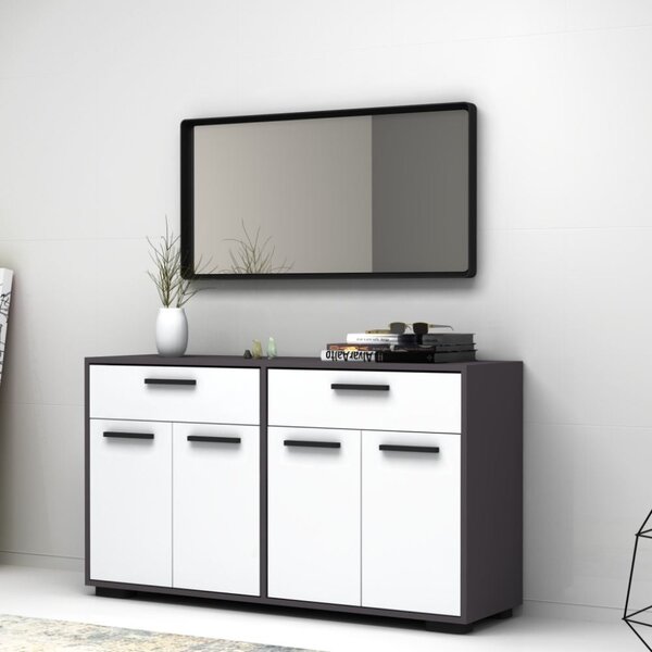 Mobile Multiuso Truva 4 ante e 2 cassetti 140 cm grigio bianco