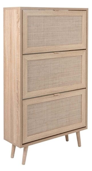 Scarpiera Bali 70x24x125 cm 3 ante a ribalta effetto vimini