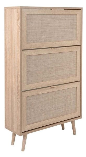 Scarpiera Bali 70x24x125 cm 3 ante a ribalta effetto vimini