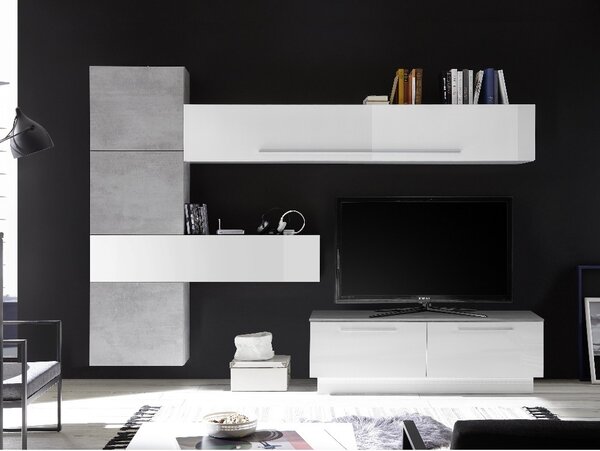 Parete attrezzata Austin bianco beton