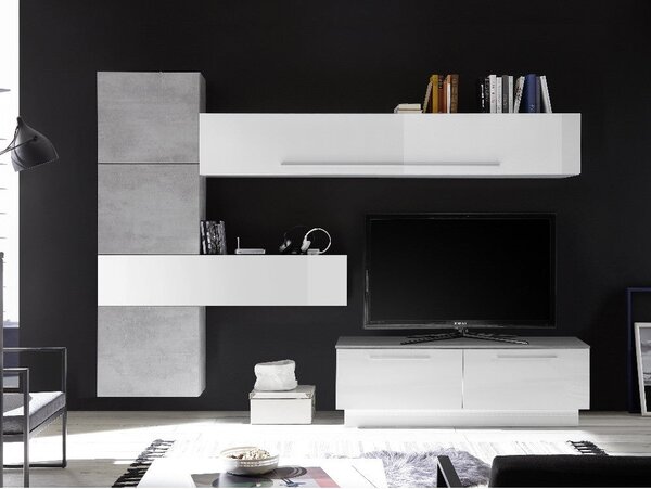 Parete attrezzata Austin bianco beton
