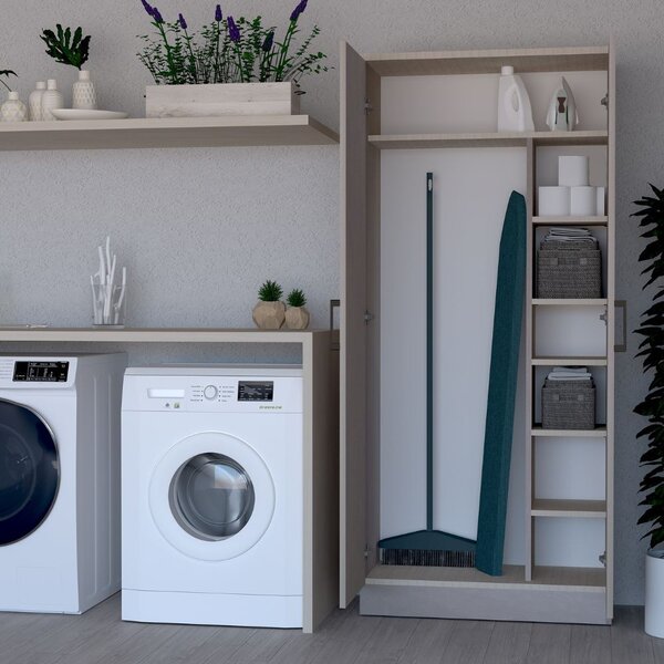Armadio Portascope 71x38x182 cm con 5 ripiani Gabriella argilla