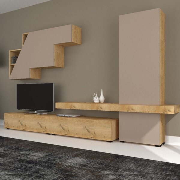 Parete attrezzata Fitz 300 cm rovere sorrento caffè
