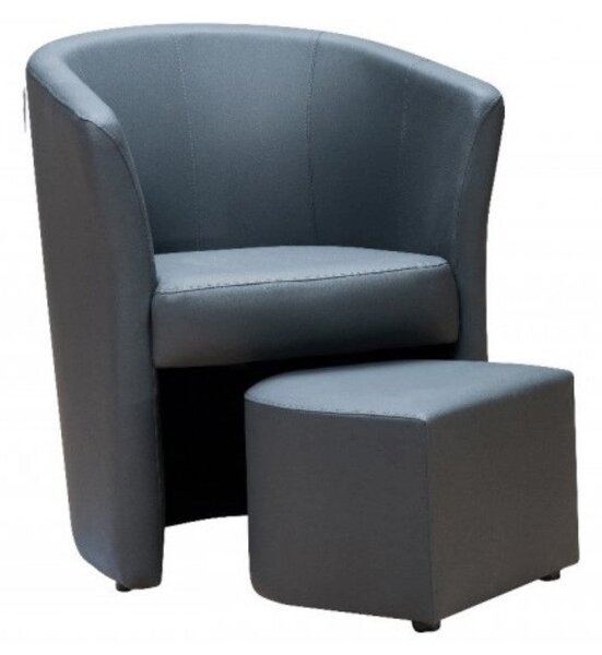 Poltrona Pegasus 62x62x76 cm in Similpelle grigia con pouf