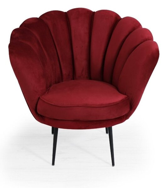 Poltrona a conchiglia 75x80x75 cm Orel in velluto rosso
