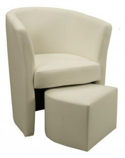 Poltrona Pegasus 62x62X76 cm in Similpelle avorio con pouf