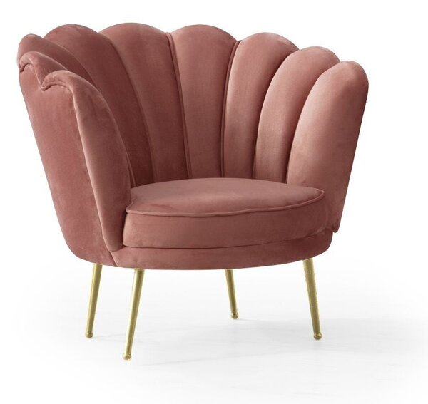 Poltrona a conchiglia 75x80x75 cm Orel in velluto rosa