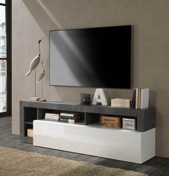 Porta TV Mogol bianco lucido ossido 184x42x58H