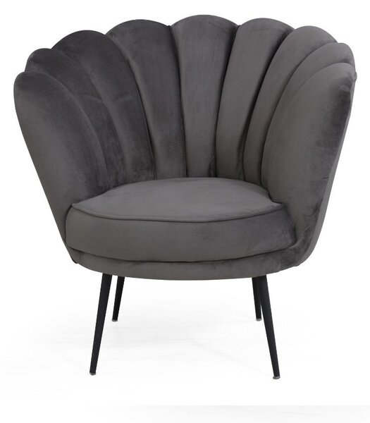 Poltrona a conchiglia Orel 75x80x75 cm in velluto grigio