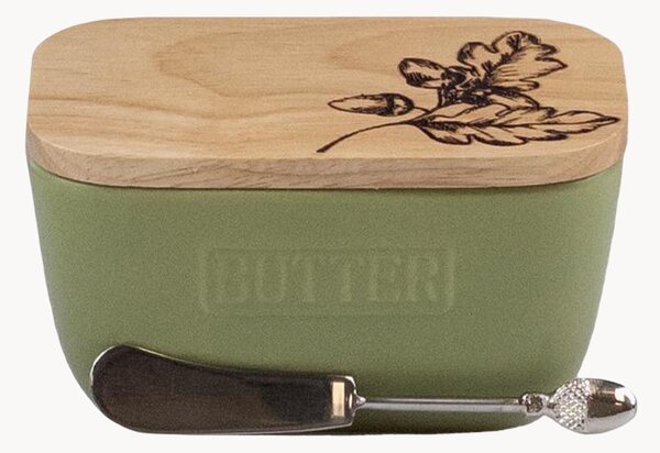 Set burriera in ceramica con coltello per burro Acorn, set da 2