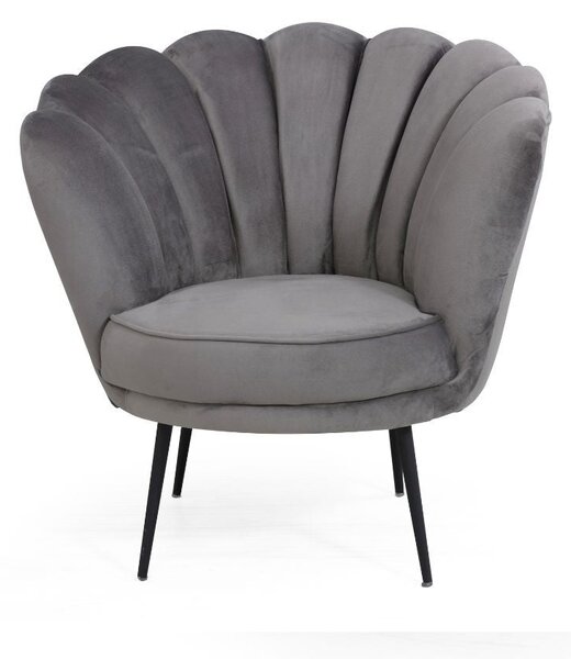 Poltrona a conchiglia 75x80x75 cm Orel in velluto grigio fumè