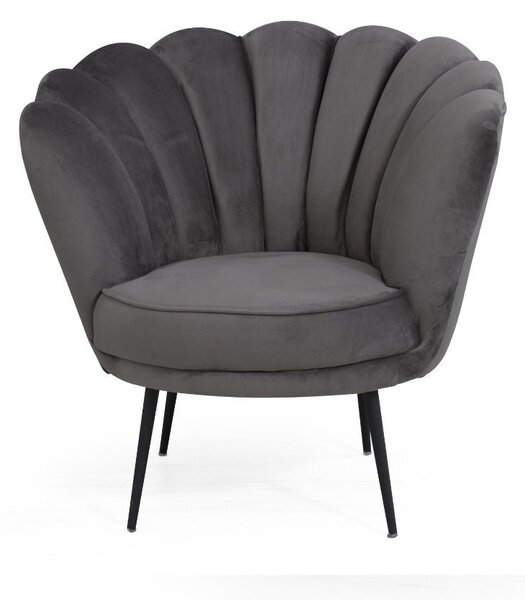 Poltrona a conchiglia Orel 75x80x75 cm in velluto grigio