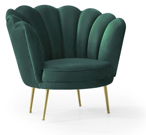 Poltrona a conchiglia Orel 75x80x75 cm in velluto verde smeraldo