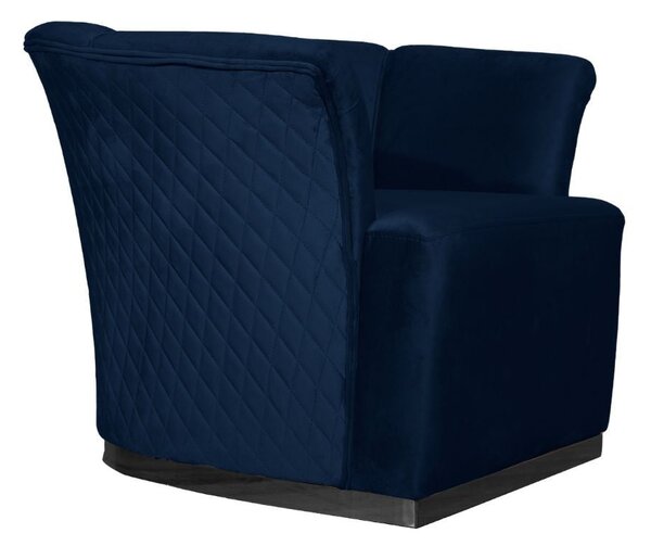Poltrona Argentario 90x85x70 cm in Velluto Berger blu notte base nera
