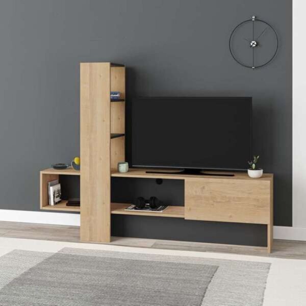 Mobile porta TV Troia rovere antracite con anta a ribalta