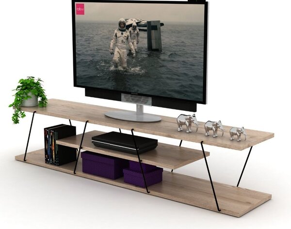 Porta tv Tars rovere nero 143x30x31h