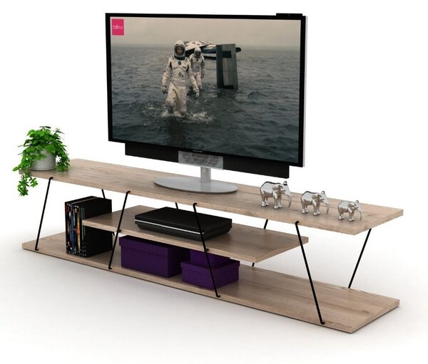 Porta tv Tars rovere nero 143x30x31h