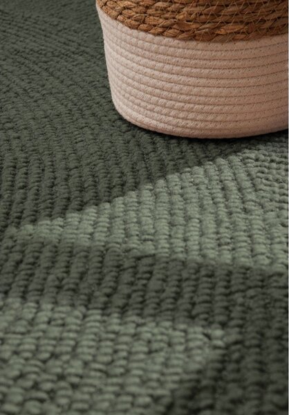 Tappeto verde scuro in lana tessuto a mano 200x300 cm Calmio – Hanse Home