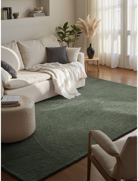 Tappeto verde scuro in lana tessuto a mano 200x300 cm Calmio – Hanse Home