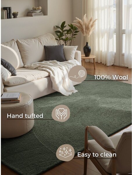 Tappeto verde scuro in lana tessuto a mano 200x300 cm Calmio – Hanse Home