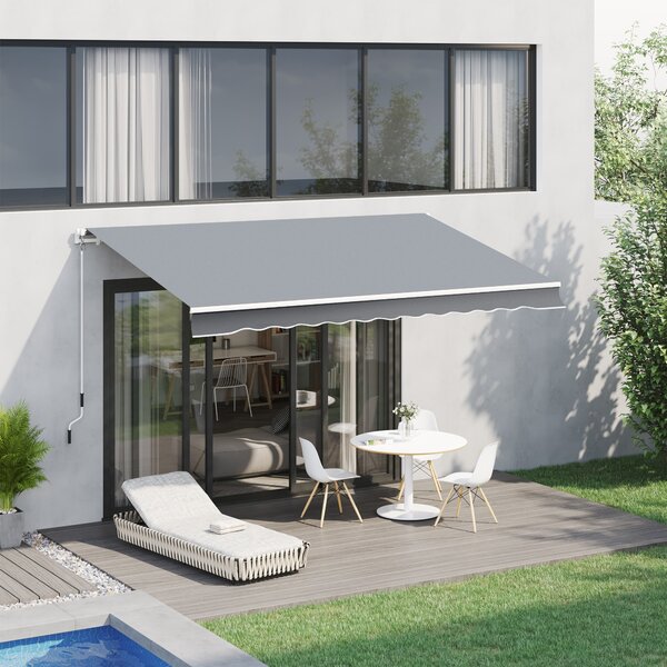 Outsunny Tenda da Sole Avvolgibile a Caduta Manuale per Porte e Finestre, in Alluminio e Poliestere Anti-UV, 295x245cm, Grigio | Aosom Italy