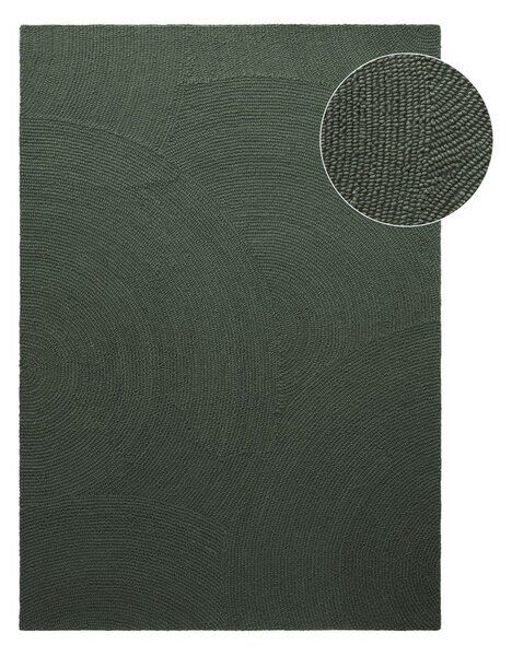 Tappeto verde scuro in lana tessuto a mano 80x150 cm Calmio – Hanse Home