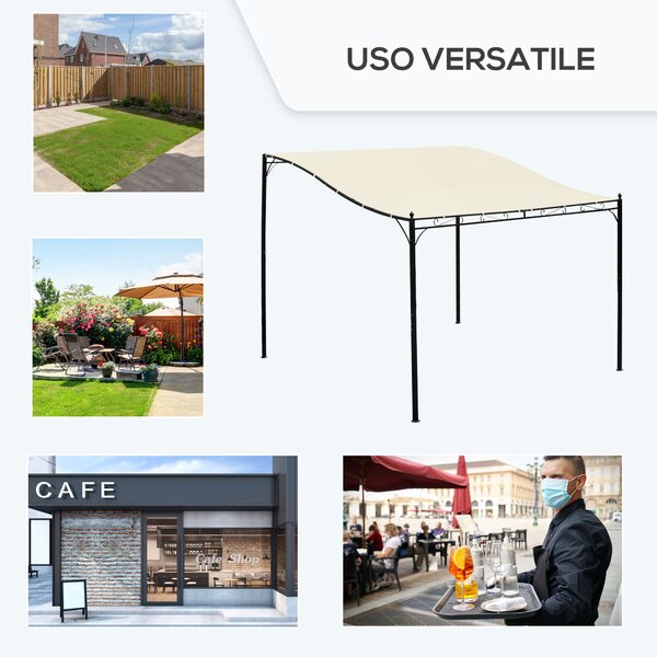 Outsunny Gazebo Pergola 3x3m da Esterno, Giardino o Terrazzo con Tenda Crema|Aosom
